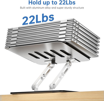 Laptop Stand for Desk Adjustable Computer Stand with 360 Rotating Base Ergonomic Laptop Riser Mount for Desk Foldable Protable Computer Desk Fits with MacBook Pro Air, Rectangle