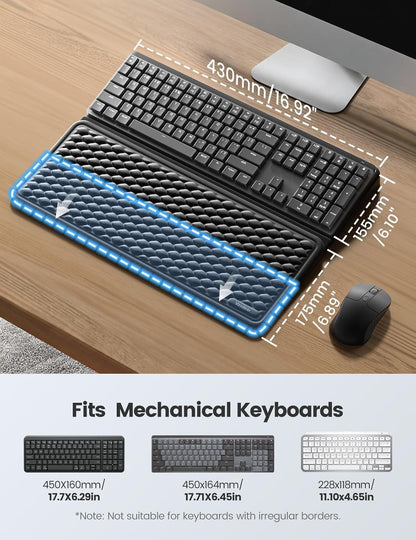 Vaydeer Wrist Rest with Keyboard Stand, Computer Wrist Support Pad, Ergonomic Keyboard Riser Holder Lifter Tray with Wrist Pad, Soft Memory Foam Desk Cushion, Palm Hand Typing for Office Home School