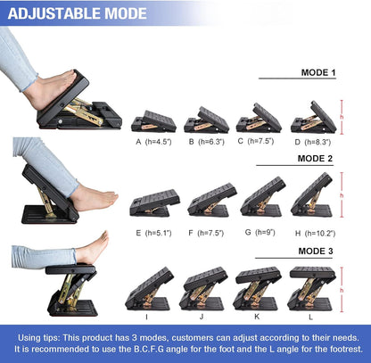 Foot Rest for Under Desk at Work 4-Level Height Adjustable, Ergonomic Foldable Footrest for Office, Gaming,Computer, Soft & Removable Pad Desk Foot Stool Suitable for All Seasons