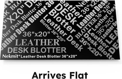 Nekmit Leather Desk Blotter Pad 17 x 12 Inches, Flat, Non-Slip, Waterproof, Black