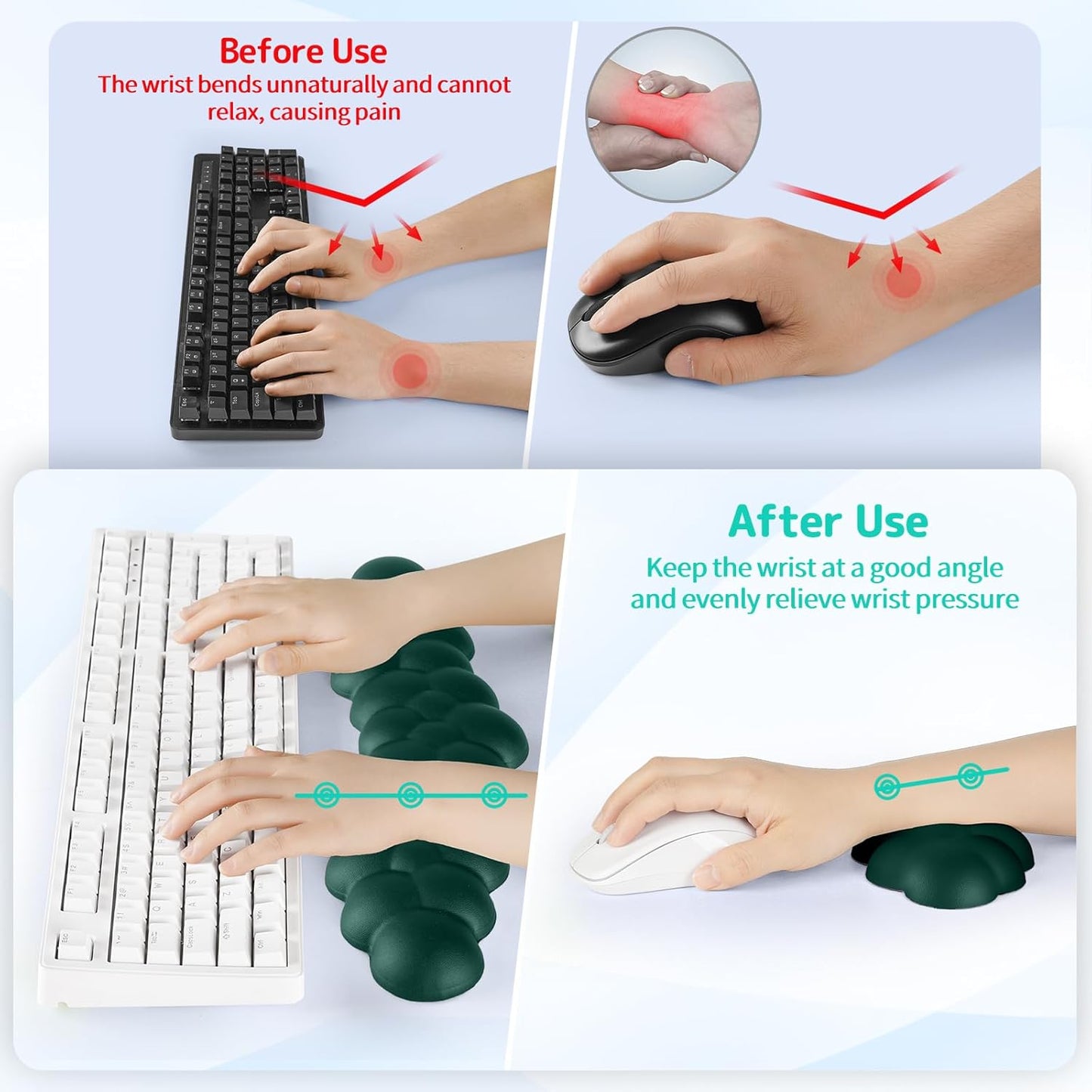 Sushret Cloud Wrist Rest for Keyboard and Mouse, Memory Foam PU Leather Keyboard Wrist Rest with Ergonomic Support, Non-Slip Base, Cute Arm Rest Pad & Palm Cushion, Office Desk Accessory, Purple