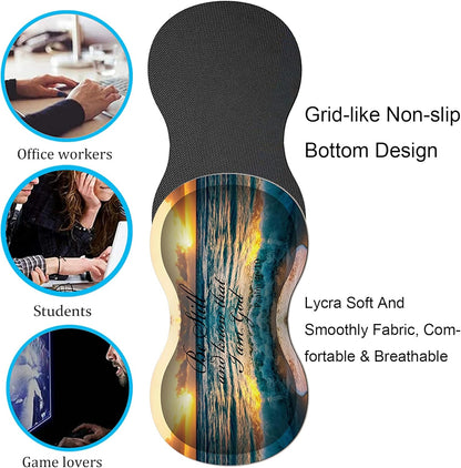 Mouse Wrist Rest and Keyboard Wrist Rest Pad Set, Non-Slip Rubber Base Smooth Surface Ergonomic Gaming Mouse Pad for Easy Typing and Pain Relief, Antique Blue Wood Grain Dog Paw + Coaster