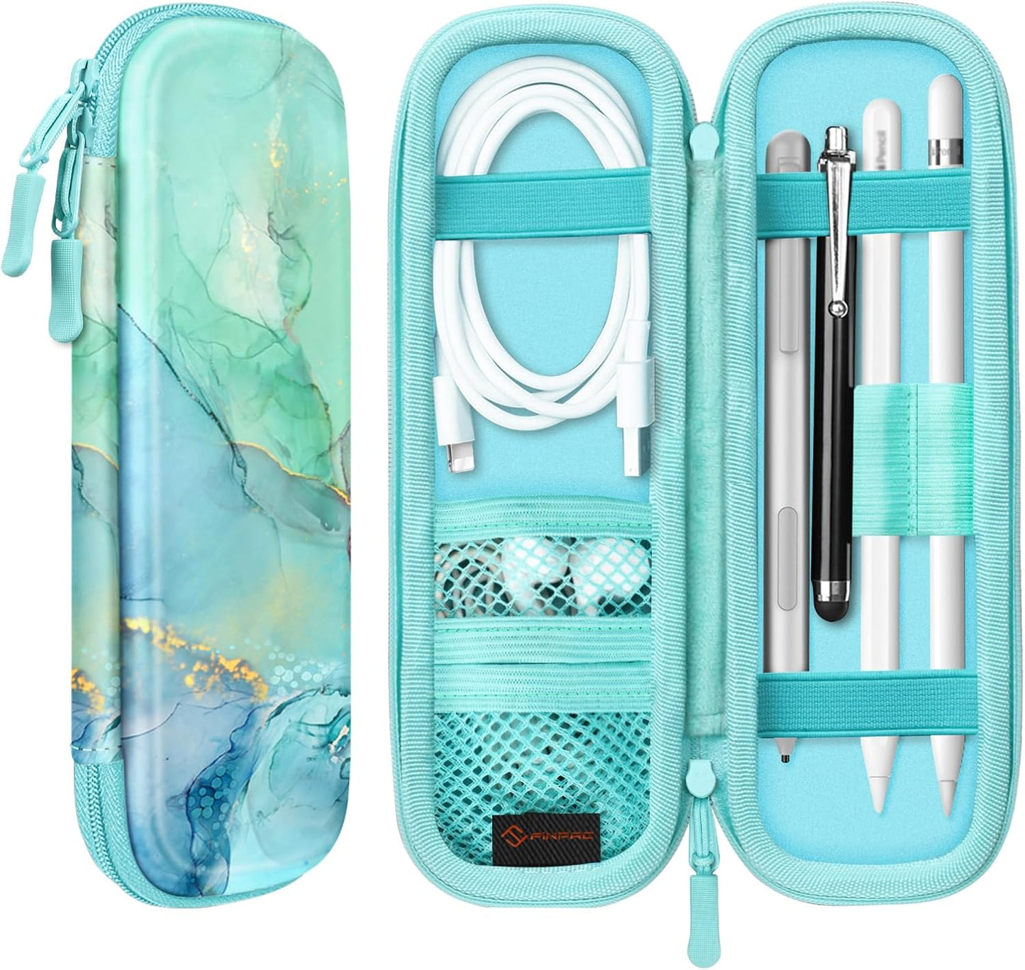 Fintie Holder Case for Apple Pencil Pro, Apple Pencil (USB-C / 1st / 2nd Generation), PU Leather Carrying Bag Sleeve Compatible with Pen, USB Cable, Samsung Stylus, Lilac Marble