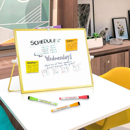 Dry Erase Magnetic White Board, 16" x 12" Double-Sided Desktop Whiteboard with Stand, Portable Small Whiteboard Set for Drawing, Office, Home