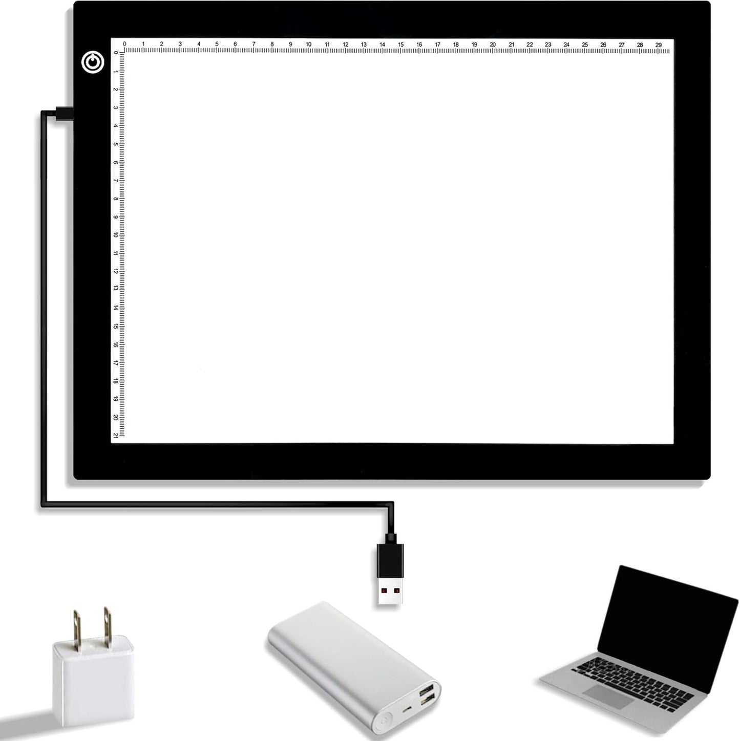 Big Sale ! A4 LED Light Box for Tracing, 60 LEDs Light Pad with Scale Ultra-Thin Continuously Brightness Adjustment USB LED Copy Board for Tracing, Tattoo Drawing or X-ray Viewing.