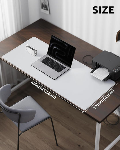 AFIING Desk Pad Protector 23.6" x 13.7" - Non-Slip Waterproof PU Leather Desk Mat for Mouse, Keyboard, Laptop, Office and Home Workspace (Beige)