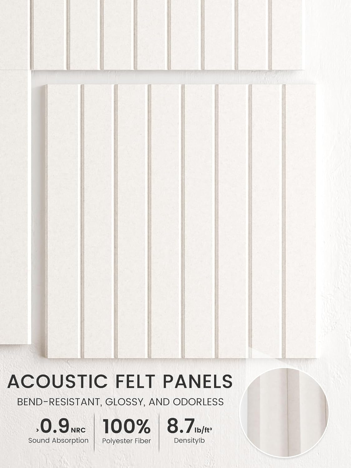Bumusty Large Cork Board Alternative-48 x 36" Felt Bulletin Board Tiles, with 30 Pushpins, 70 Adhesive Tabs, Fine-Stripe 12-Pack, Cork Boards for Office Push Pin Board Felt Board-Oatmeal