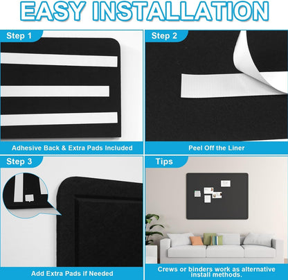 Large Felt Bulletin Board for Wall, 24"x18" Frameless Picture Board, Soft Felt Cork Board for Office, Home Planning & Office Wall Decor, Easy Install Pin Board