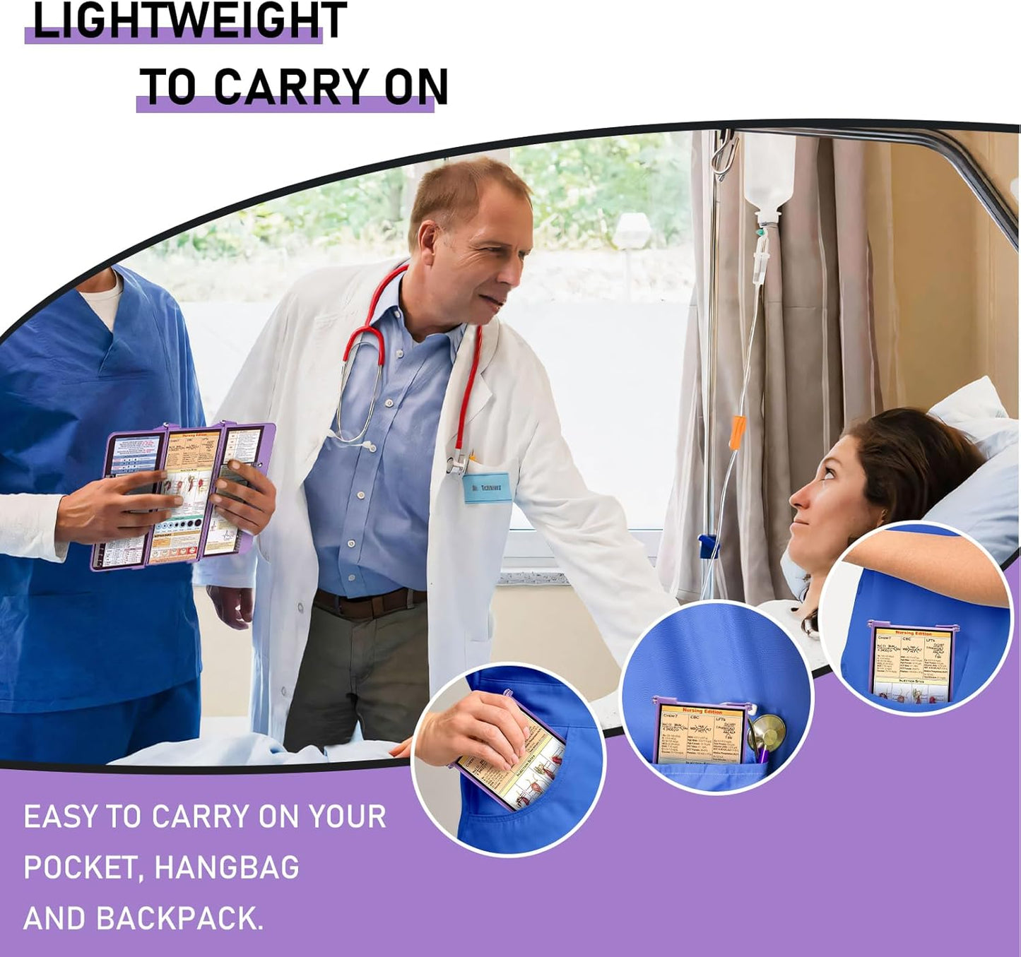 Nursing Clipboard Foldable, Foldable Clipboard w/Nursing Edition Cheat Charts,3 Layers Aluminum, Nurse Clip Board w/Low Profile Clip&Pen Clip Pocket for Nurses and Doctors,Light Blue