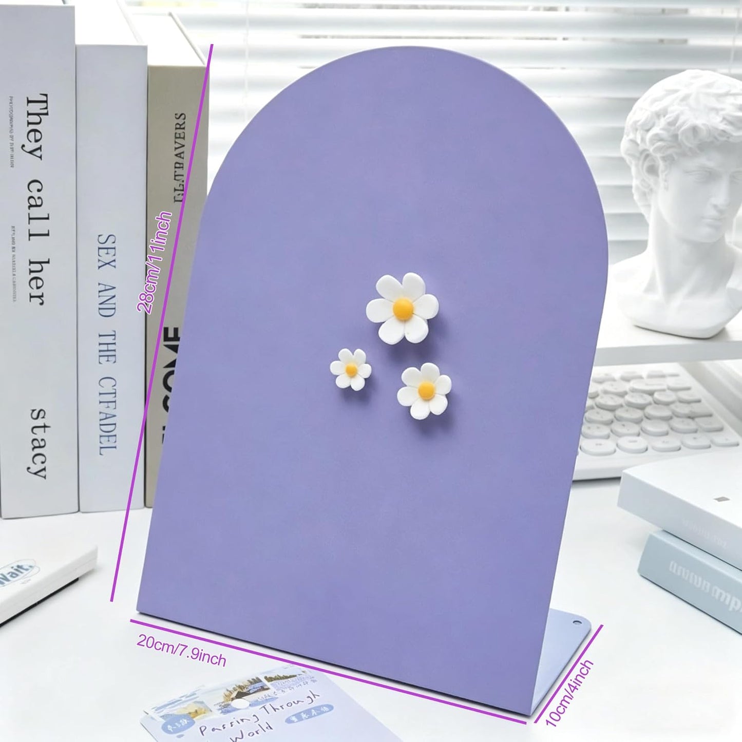 2 Pack Magnetic Bulletin Board with Stand, Magnetic Board, Magnet Board, Metal Tabletops Memo Photos/Souvenir Display Board Magnet Desk Display Stand for Home School Office Kitchen Decoration