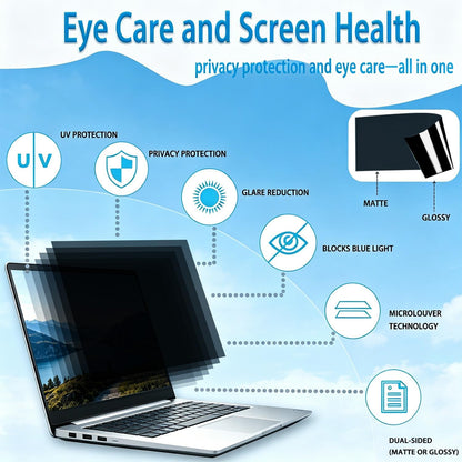 Laptop Privacy Screen 16.1 inch 16:9, 26° Anti Peeping Removable Anti Glare Blue Light Filter Compatible with All 16.1” 16:9 Laptops Portable Monitors