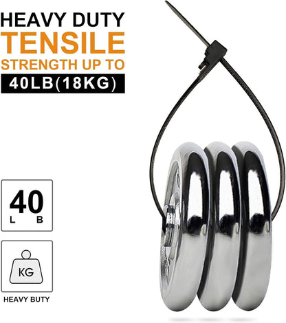 100Pcs 8 Inch Heavy Duty Industrial Zip Toes 40lbs Tensile Strength Releasable Black Tie Wraps Reusable Zip Toes Tie Straps For Garden Plant Secure Vine, Home Office