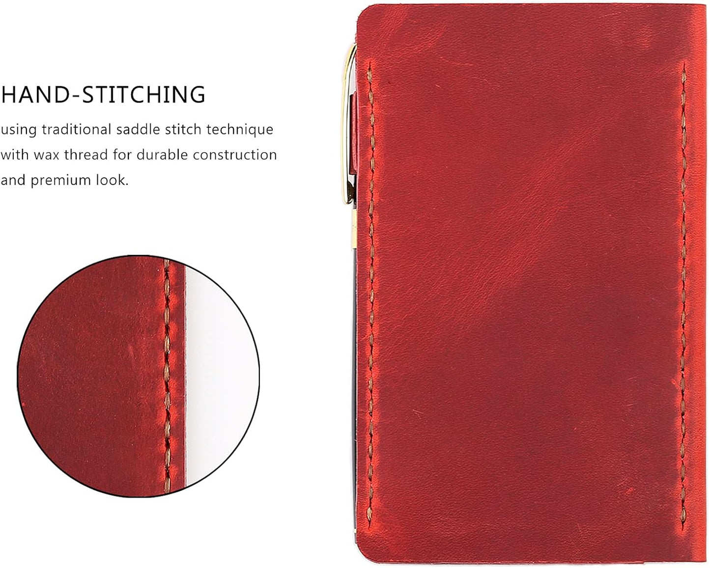 Robrasim Top Bound 3"x5" Memo Notebook Covers, Genuine Leather Cover for 3x5 Top-Spiral Notebook, Memo Book Cover Note Pad Holder Cover Only, Brown