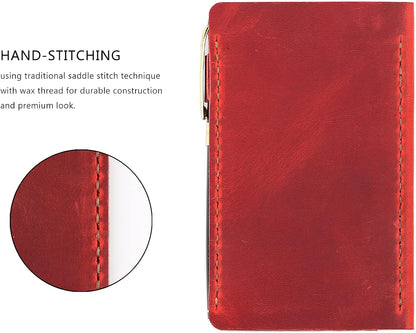 Robrasim Top Bound 3"x5" Memo Notebook Covers, Genuine Leather Cover for 3x5 Top-Spiral Notebook, Memo Book Cover Note Pad Holder Cover Only, Brown