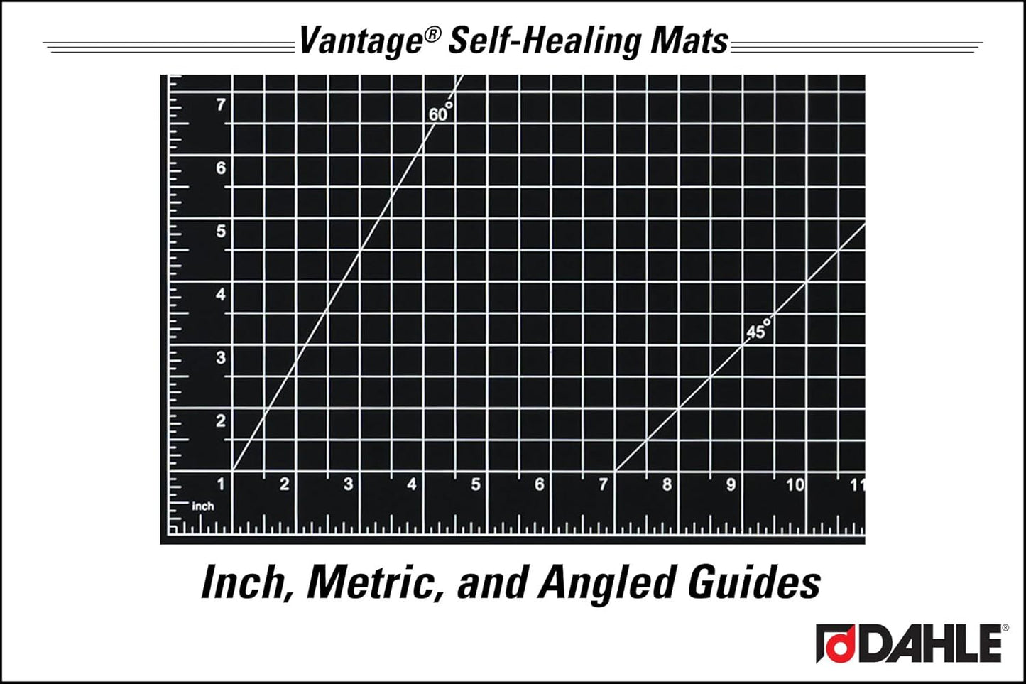 Dahle Vantage 10670 Premium Self-Healing Cutting Mat, 9"x12", 1/2" Grid, 5 Layers for Max Healing, Perfect for Crafts & Sewing, Black