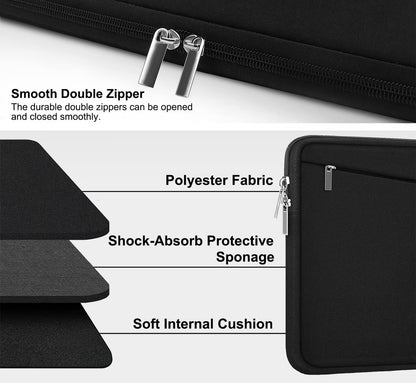 Laptop Sleeve 15.6 inch, Durable Computer Carrying Bag Protective Case Briefcase Handbag with Front Pocket, Slim Laptop Cover for 15-16 Inch HP, Dell, Lenovo, Asus, Notebook, Black
