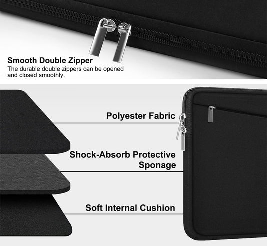 Laptop Sleeve 15.6 inch, Durable Computer Carrying Bag Protective Case Briefcase Handbag with Front Pocket, Slim Laptop Cover for 15-16 Inch HP, Dell, Lenovo, Asus, Notebook, Black