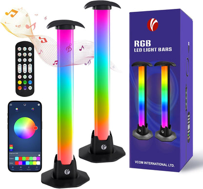 VCOM RGB Light Bar,27.5cm Music Sync RGB IC LED Lights Bars,Color Changing TV Backlight App & Remote Control, USB Powered Ambient Lighting for TV, PC Room Monitor Backlight Gaming Accessories