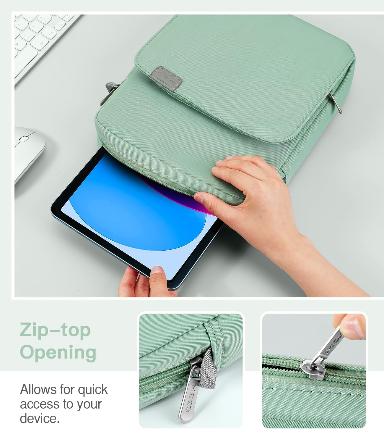 MoKo 13 Inch Tablet Sleeve Bag, Fits with 13 Inch New iPad Pro M5 & Air M4/M3, iPad Pro 12.9 M2&M1,Surface Laptop Go 12.4,Galaxy Tab S8+/S9+ 12.4,Handle Carrying Case with Shoulder Strap,Black &Gray