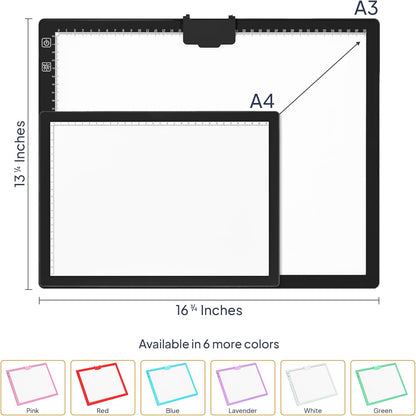 iVyne Rechargeable A3 Light Pad for Diamond Painting - LED Light Board for Weeding & Tracing - Diamond Art Light Pad - Ultra-Thin & Portable - Perfect for Artists & Crafters - Blue
