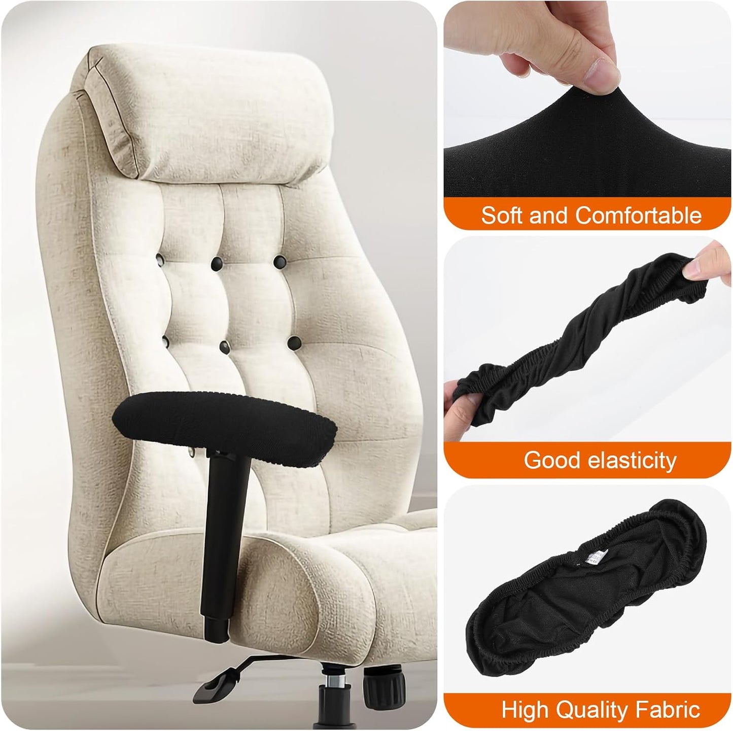 2PCS Office Chair Arm Covers Removable Office Chair Armrest Covers Protectors Arm Rest Cover for Computer Gaming Chairs Arms Pads, 30 X 8cm/11.81 X 3.15in