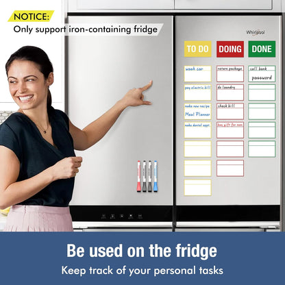 HOMiDEK Magnetic Kanban Board Scrum Card, 5x3 Dry Erase Magnet Label, Reusable Planning Card Agile Board Kit for Whiteboard, Metal Board or Any Magnet Friendly Surface - 4 Markers Included