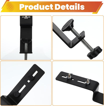 2 Pcs Desk Clamps, Pegboard Desk Clamp, Pegboard Mounting Brackets Desktop Fixing Brackets, Office Game Home Desktop Accessories Bracket, Pegboards Organizer Metal Bracket (Black)