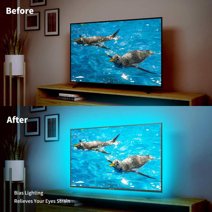 Bason TV LED Backlight for 55-65 inch TV, Bluetooth APP & Remote Control Strip Lights, Immersive Music Sync RGB USB Bias Lighting, Ambient TV Backlighting for Gaming, Movie & Home Theater Setup
