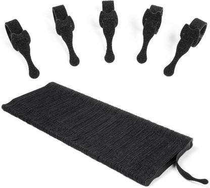 OneLeaf 80PCS Reusable Cable Ties, Black Adjustable 6-Inch Cord Organizer Ties, Multi-purpose Hook Loop Cable Management Wire Ties for Organizing Home, Office, Data Centers