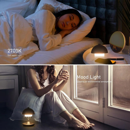 Modern Table Lamp Cordless Portable Desk Lamp, 2700K Stepless Dimming Rechargeable Battery Operated LED Lights for Bedroom, USB-C Charging, Restaurant/Bar/Night Light/Gifts (Antique Brass)