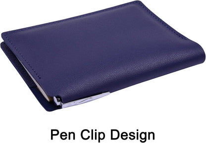 Wisdompro Journal Cover, 2 Pack PU Leather Notebook Cover for Field Notes, or other 3.5" x 5.5" Pocket Notebooks - Black