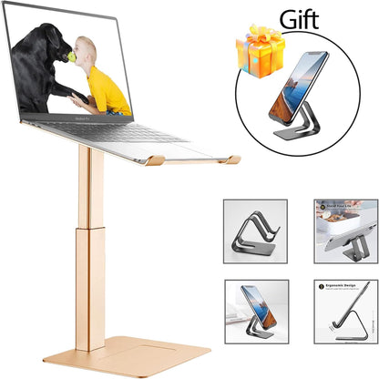 Laptop Stand for Desk, Ergonomic Sitting and Standing Laptop Riser for Notebook MacBook 11-17 Inches，DJ Laptop Stand Adjustable Height from 7-15 Inches Aluminum(Black)