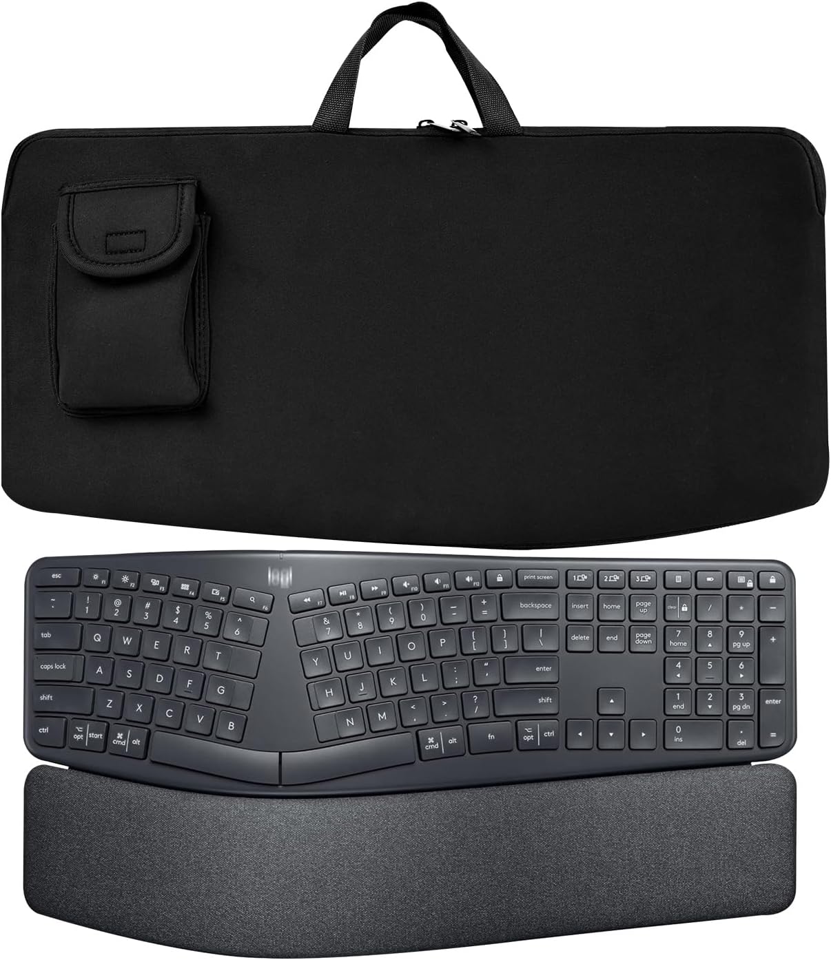 Keyboard Travel Bag Portable Keyboards Sleeve Shockproof Waterproof Keyboard Neoprene Case for Logitech Ergo K860 /Arteck Split Ergonomic Performance Wireless Mouse Combo