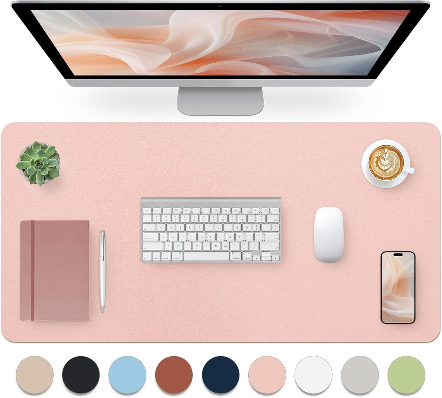 Bloss Leather Desk Pad and Keyboard Wrist Rest, Large Mouse Pad + Keyboard Pad+Mouse Wrist Support, Non-Slip Desk Mat Protector for Office, Home(31.5×15.7 Inches,Beige) - Colors A