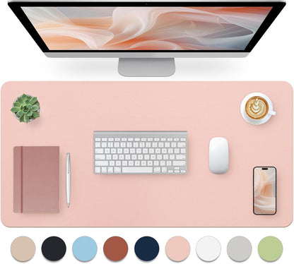Bloss Leather Desk Pad and Keyboard Wrist Rest, Large Mouse Pad + Keyboard Pad+Mouse Wrist Support, Non-Slip Desk Mat Protector for Office, Home(31.5×15.7 Inches,Beige) - Colors A