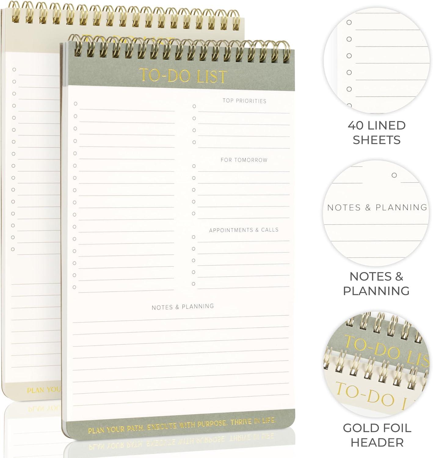 ZICOTO Beautiful To Do List Note Pads Set Of 2 for Easy Daily Planning - The Perfect Work Notepads, Notebooks and Office Desk Supplies For Women - Perfect to Effectively Organize Your Tasks