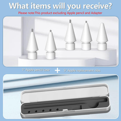 Inesore Pencil Case Compatible with Apple Pencil Pro/1st/2nd Gen/USB-C,Contain 5 Pack for Apple Pencil Tips Replacement Accessories (Purple Silicone Card Slot)