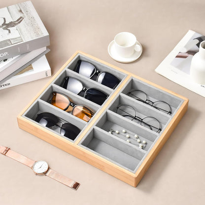 Natural bamboo Glasses Eyeglass Eyewear Sun glasses Sunglasses Box Storage Case Tray Display Showcase Organizer Box