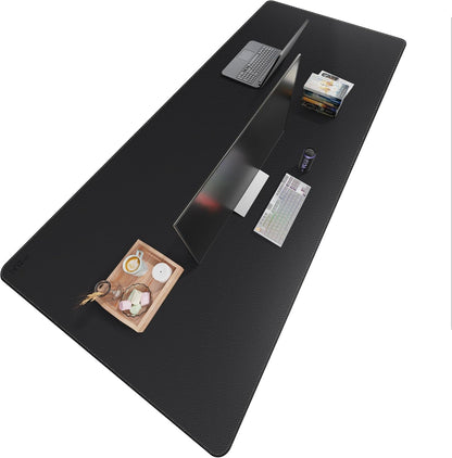 Mydours 40" x 20" Extra Large Desk Mat, PU Leather & Cork Desk Pad, Large XXL Desk Mouse Pad for Workstation, Office, Home, Computer Desk Mat with Keyboard & Mouse (Black)