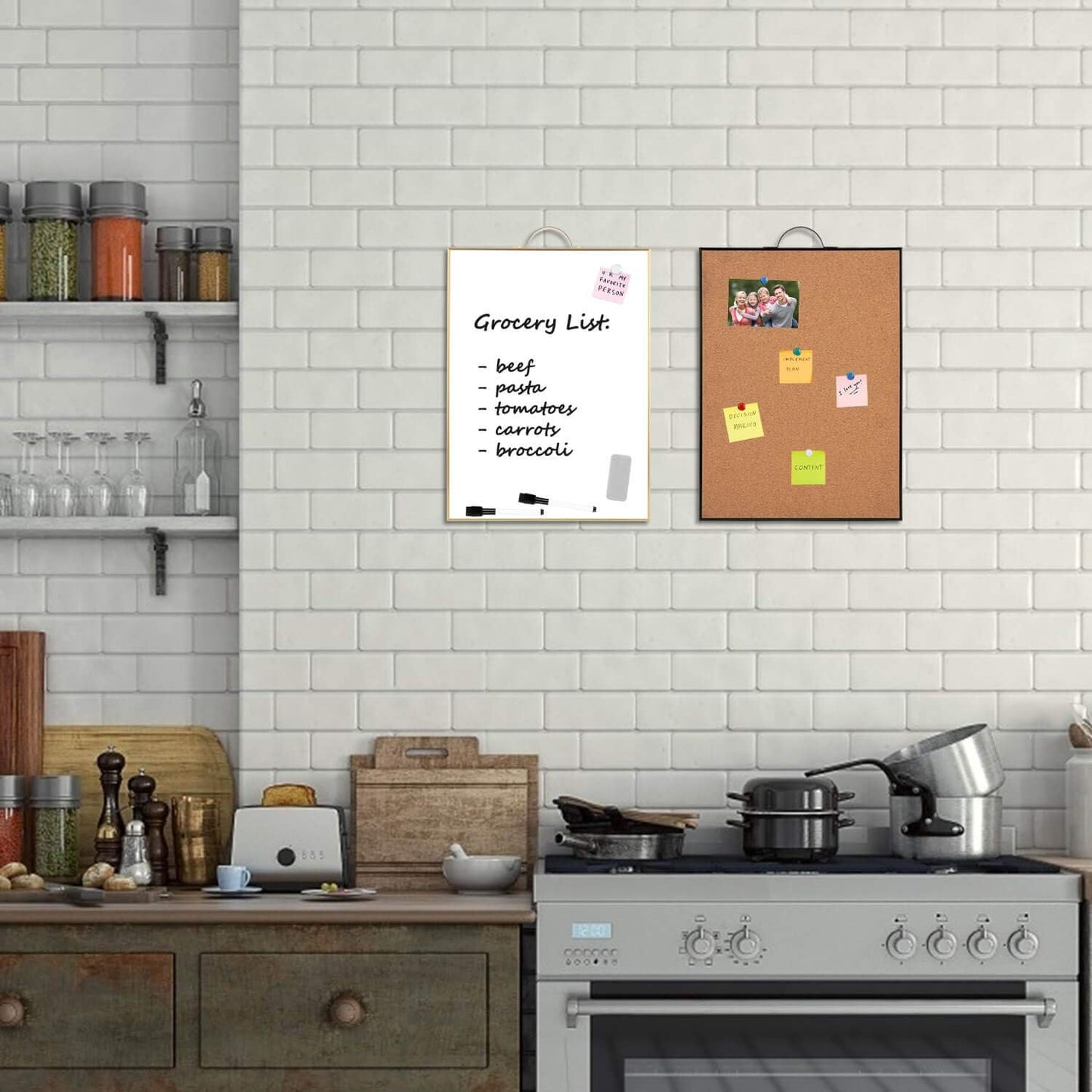 TSJ OFFICE Small Whiteboard Cork-Board - 16" X 12" Portable Aluminum Black Framed Magnetic Dry Erase Board, Small Bulletin Cork Board with Holder for Office, Home and School