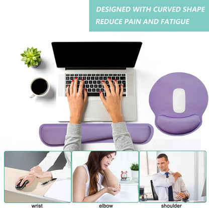 Keyboard Wrist Rest Pad Mouse Pad with Wrist Support Set of 3, Mousepad with Non-Slip Rubber Base, Ergonomic Memory Foam Mouse Wrist Cushion Support for Home Office Laptop Computer Gaming, Forest