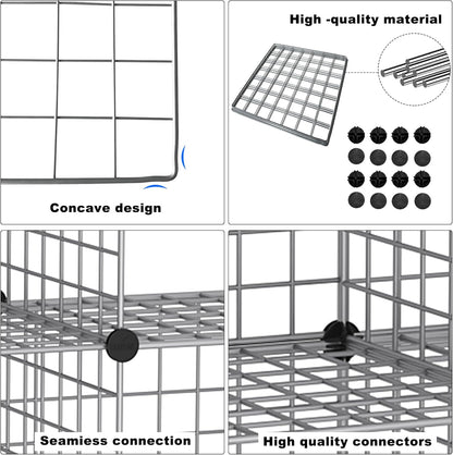 C&AHOME Wire Cube Storage, 6 - Cube Organizer Metal C Grids, Modular Shelves Units, Storage Bins Shelving, Closet Organizer, Ideal for Home, Office, Living Room, 36.6”L x 12.4”W x 36.6”H Black