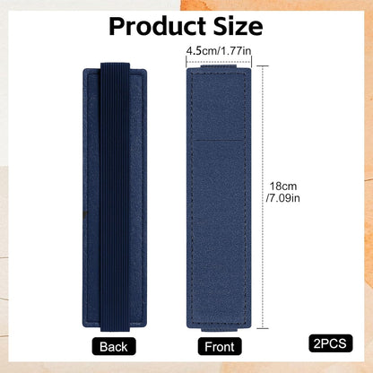 Tokusatsu 2 Pack Adjustable Elastic Pen Holder for Notebook, PU Leather Pencil Pouch with Stretchable Band, Fits Journals, Binders, Planners, Books, Portable Pen Sleeve Pouch, Off-White