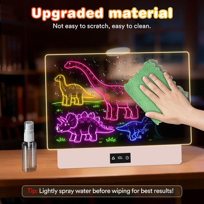 16" LED Drawing Board for Kids, USB-C Rechargeable Neon Glow Pad for Tracing & Creative Play,2000mAh Battery with 72h Runtime, Anti-Scratch 5H Acrylic Surface,7 Markers & A4 Tracing Paper Kit