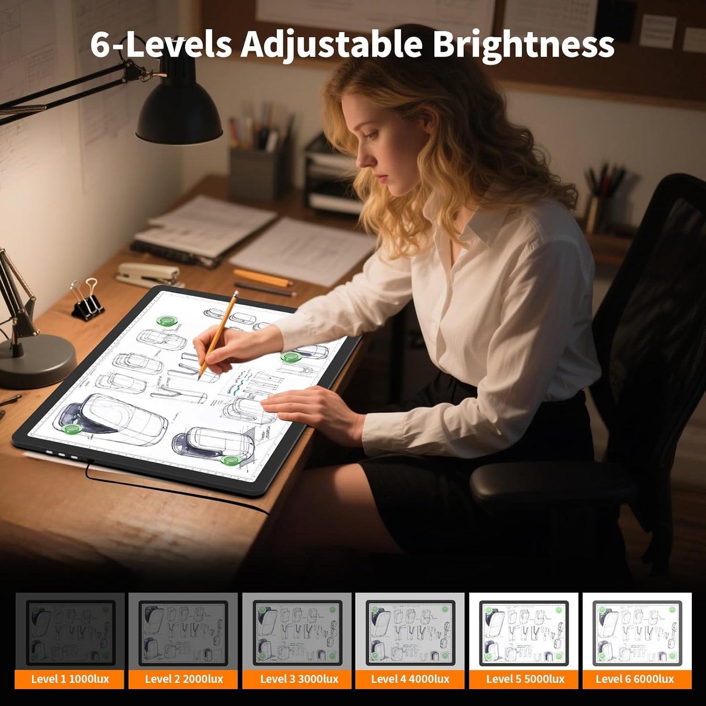 Elice Magnetic A4 Light Board for Diamond Painting, Ultra-Thin Tracing LED Light Box with Side Buttons, Super Bright Diamond Art Light Pad, Light Table for Drawing, Sketching, Weeding Vinyl - Black