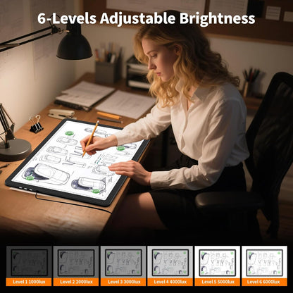 Elice Magnetic A4 Light Board for Diamond Painting, Ultra-Thin Tracing LED Light Box with Side Buttons, Super Bright Diamond Art Light Pad, Light Table for Drawing, Sketching, Weeding Vinyl - Black