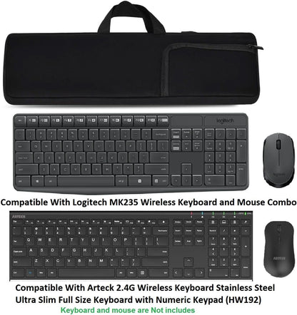 Neoprene Carrying Case Portable Protection Sleeve Pouch Bags for Logitech MK235 Wireless Keyboard and Mouse Combo/Arteck 2.4G Wireless Keyboard with Numeric Keypad for Windows(HW192)