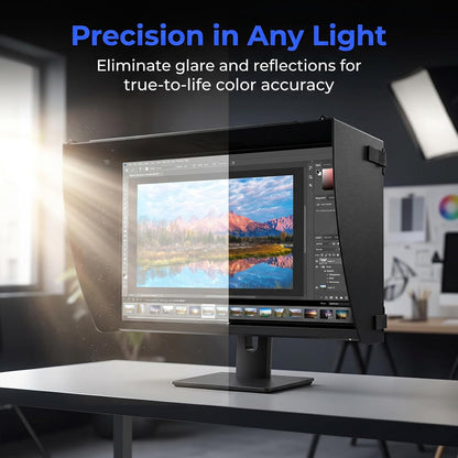 Monitor Hood Sunshade - Adjustable Light-Blocking Board for 17-27 Inch Desktop Monitors and Laptops, Sunshade for Reduced Glare and Improved Focus