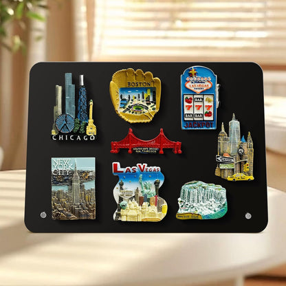 Magnetic Metal Display Bulletin Board - 2 Pack 11x8Inch Magnet Display Stand with 6 Magnets for Displaying Memos Messages Photos in Home School Kitchen Office （ Black Vertical）