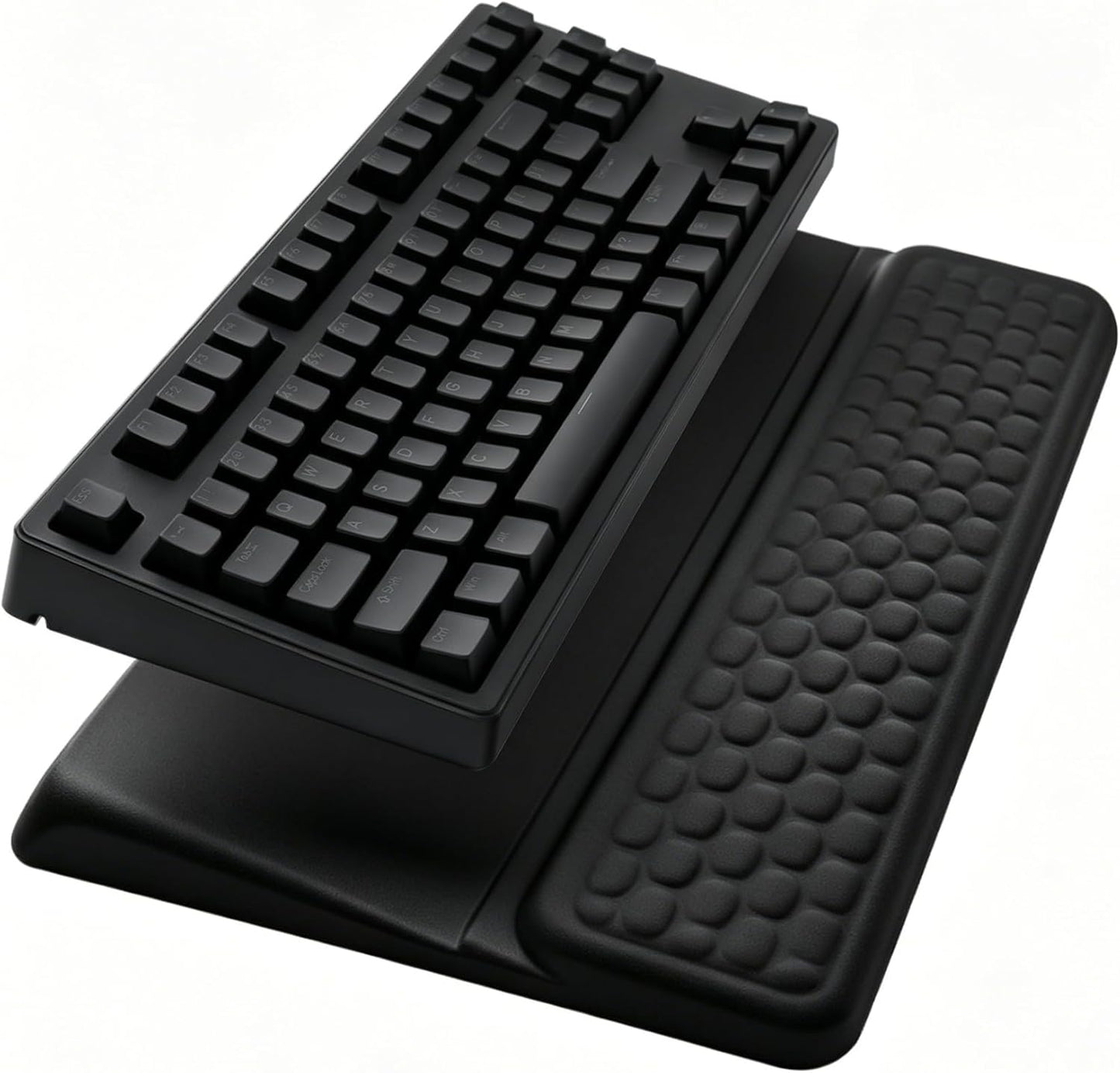Computer Keyboard Stand Pad with Wrist Rest, Ergonomic Comfy Tilted Keyboard Stand Riser Holder Pad for Office Home (Black)